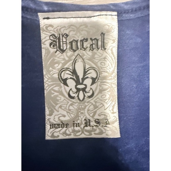 Vocal Blue Studded Fringe Tank Dress Live to Ride Motorcycle Graphic Size L USA - Picture 7 of 12